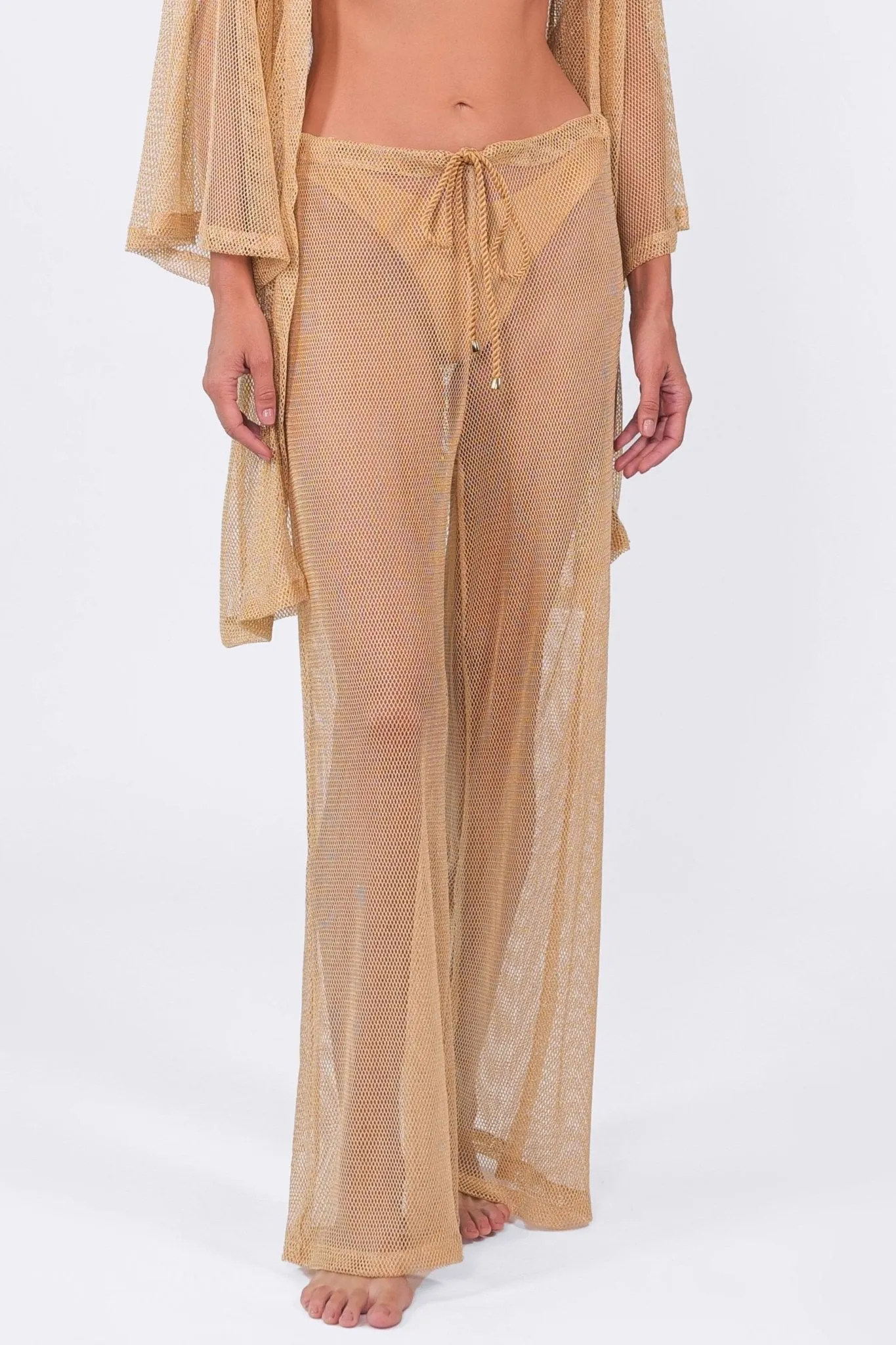 Buzios Shimmer Pants | Golden Beige