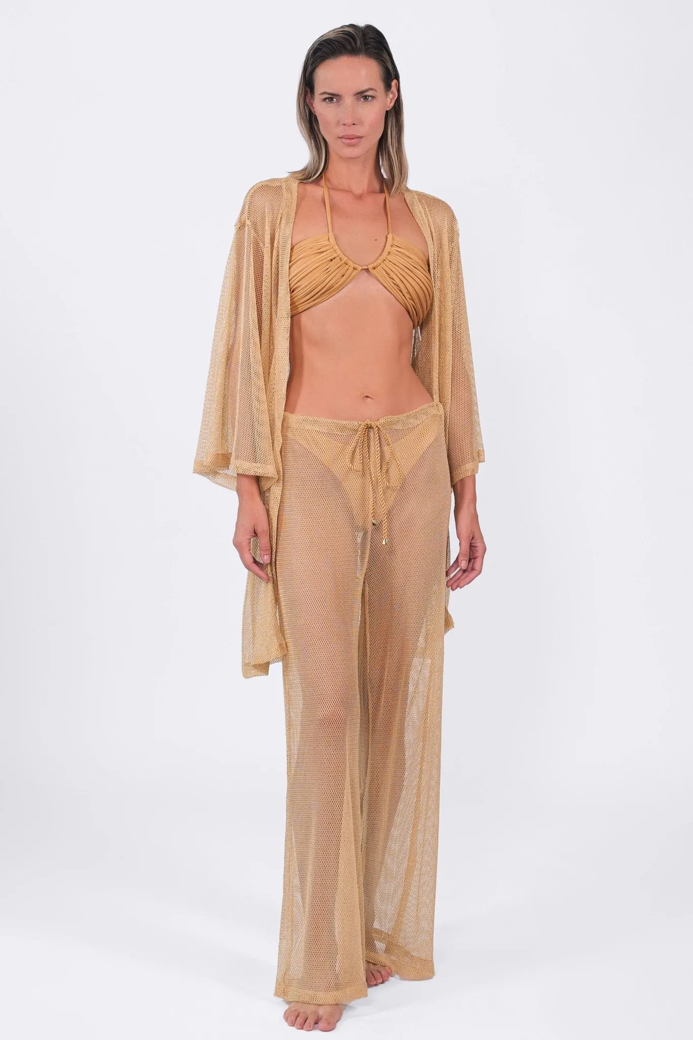 Buzios Shimmer Pants | Golden Beige