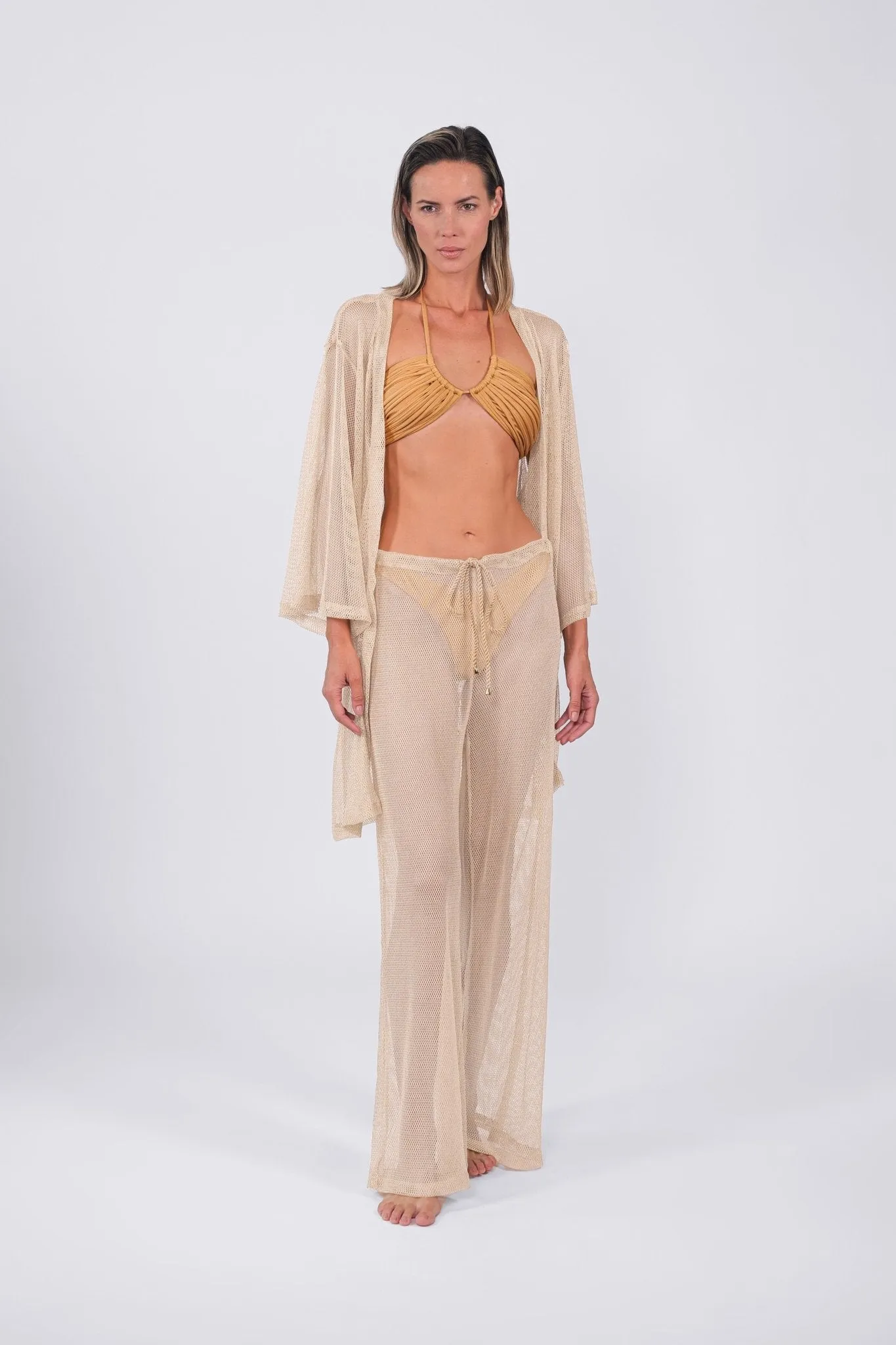 Buzios Shimmer Pants | Golden Beige