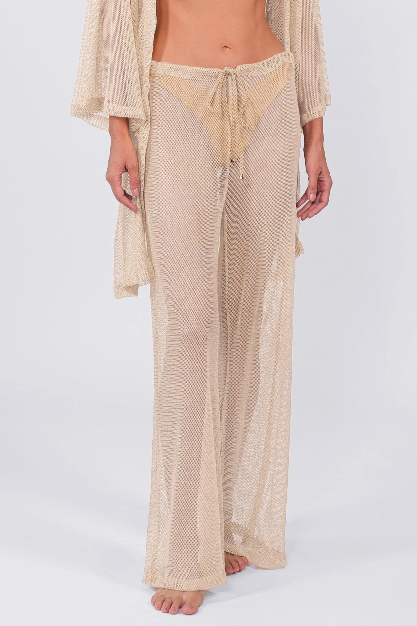 Buzios Shimmer Pants | Golden Beige