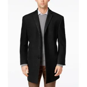 Calvin Klein Mens Slim fit Overcoat Coat 46 R Black Solid
