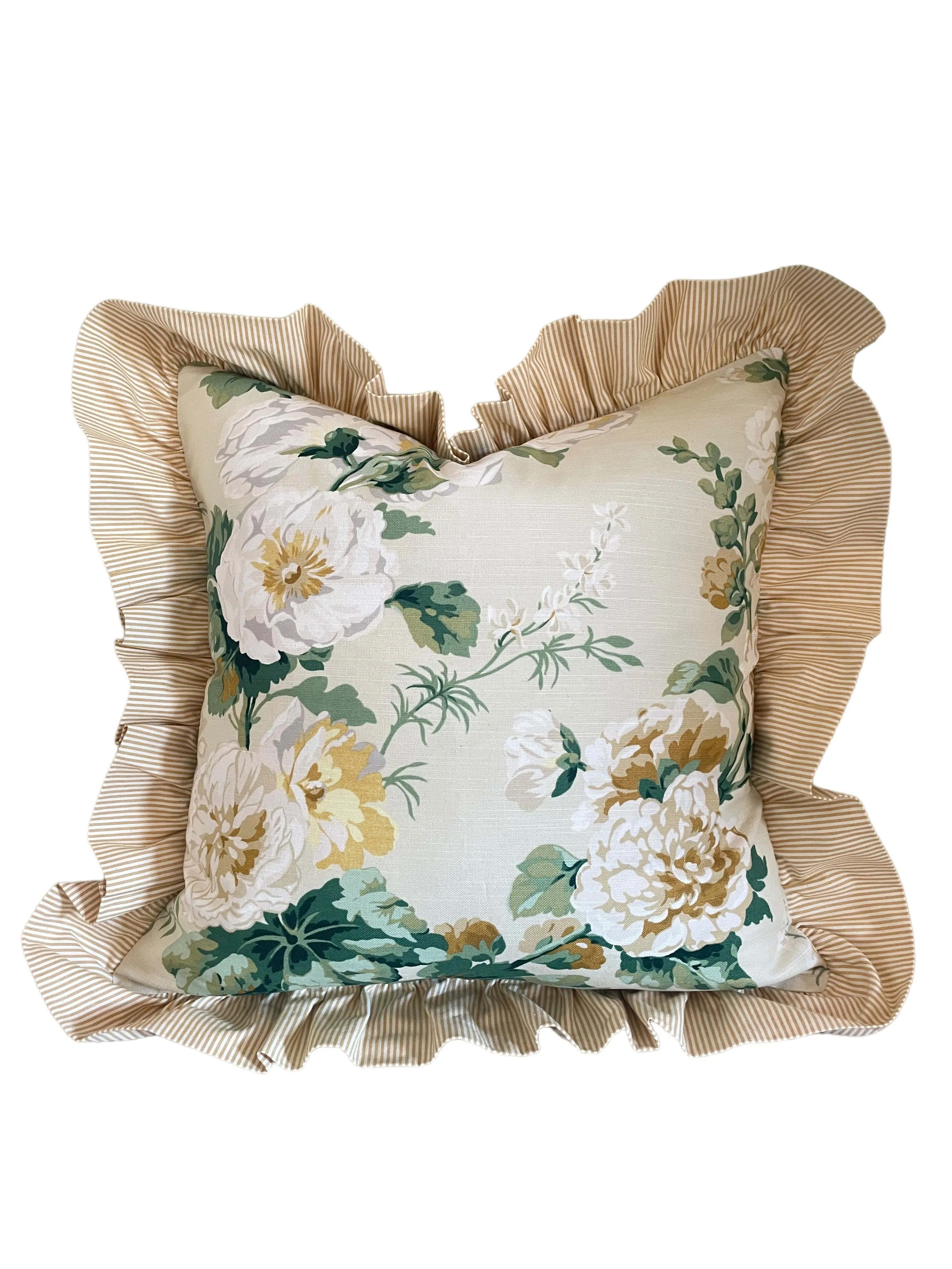 Camilla Pillow Cover in Yellow & Green / English Floral Pillow / Available in 10 Sizes