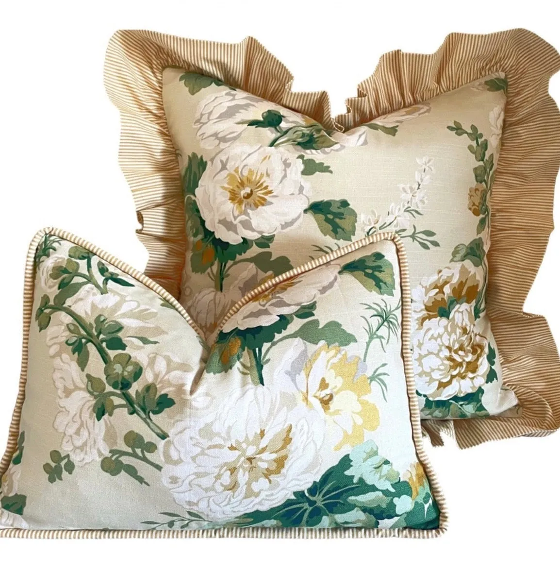 Camilla Pillow Cover in Yellow & Green / English Floral Pillow / Available in 10 Sizes