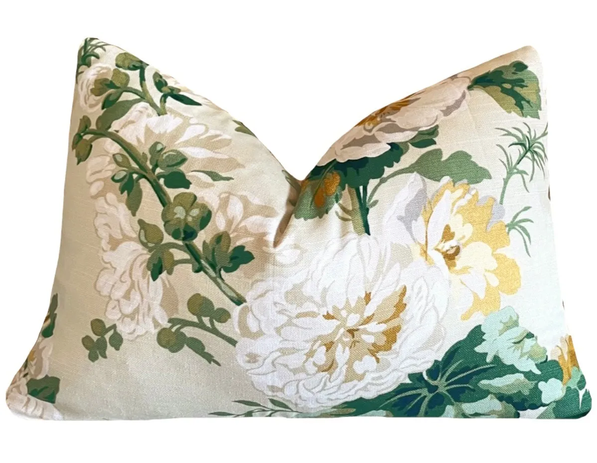 Camilla Pillow Cover in Yellow & Green / English Floral Pillow / Available in 10 Sizes