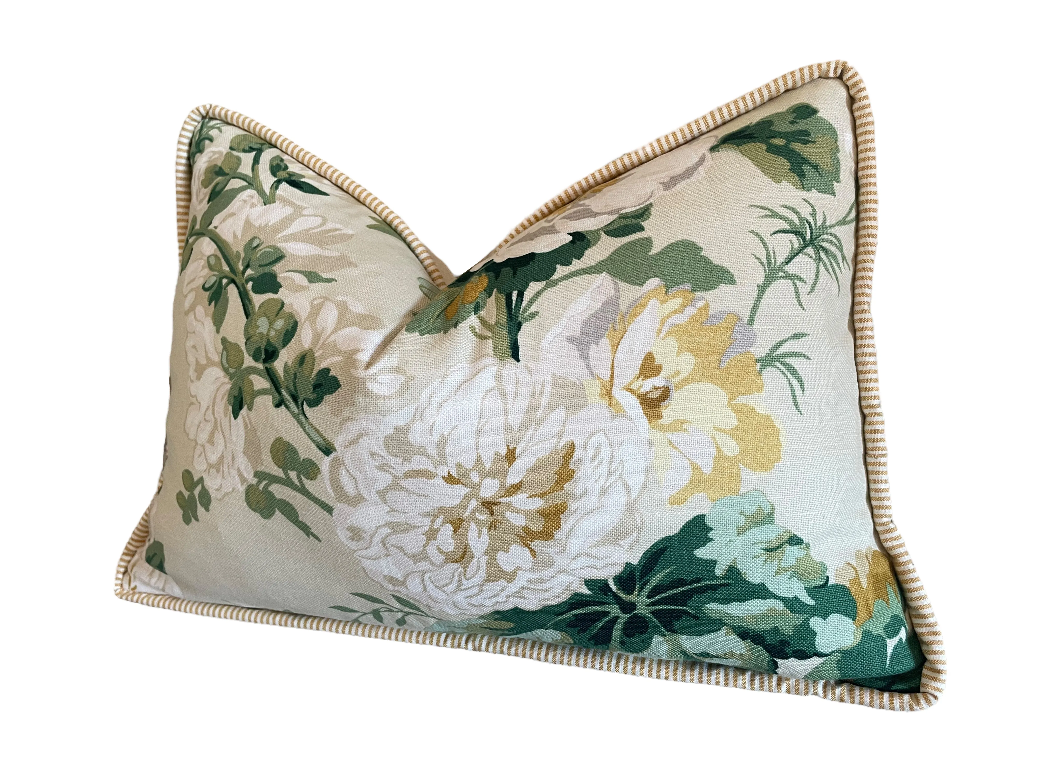 Camilla Pillow Cover in Yellow & Green / English Floral Pillow / Available in 10 Sizes