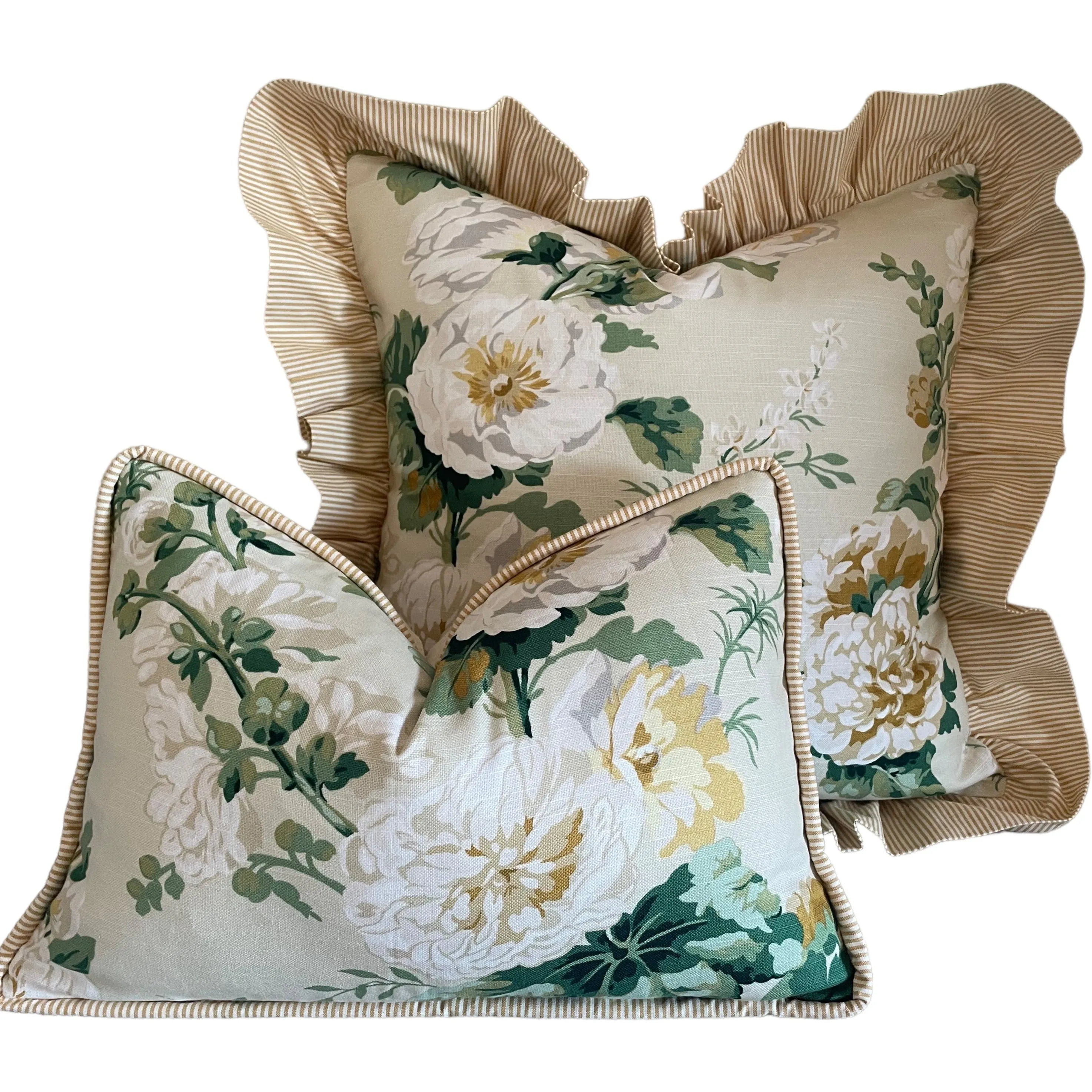 Camilla Pillow Cover in Yellow & Green / English Floral Pillow / Available in 10 Sizes