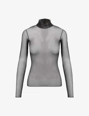 Chic Mesh Long Sleeve Turtleneck
