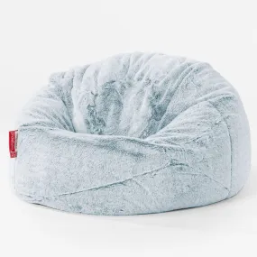 Classic Kids Bean Bag Chair 1-5 yr - Fluffy Faux Fur Rabbit Dusty Blue