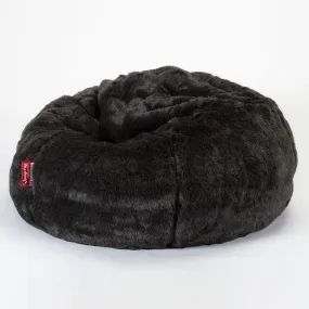 CloudSac Kids Memory Foam Giant Children's Bean Bag 2-12 yr - Faux Fur Sheepskin Black