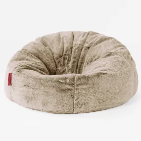 CloudSac Kids Memory Foam Giant Children's Bean Bag 2-12 yr - Fluffy Faux Fur Rabbit Golden Brown