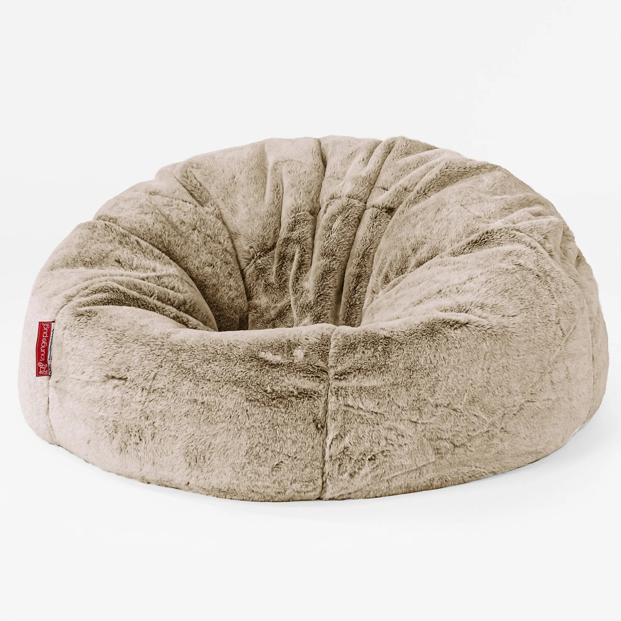 CloudSac Kids Memory Foam Giant Children's Bean Bag 2-12 yr - Fluffy Faux Fur Rabbit Golden Brown