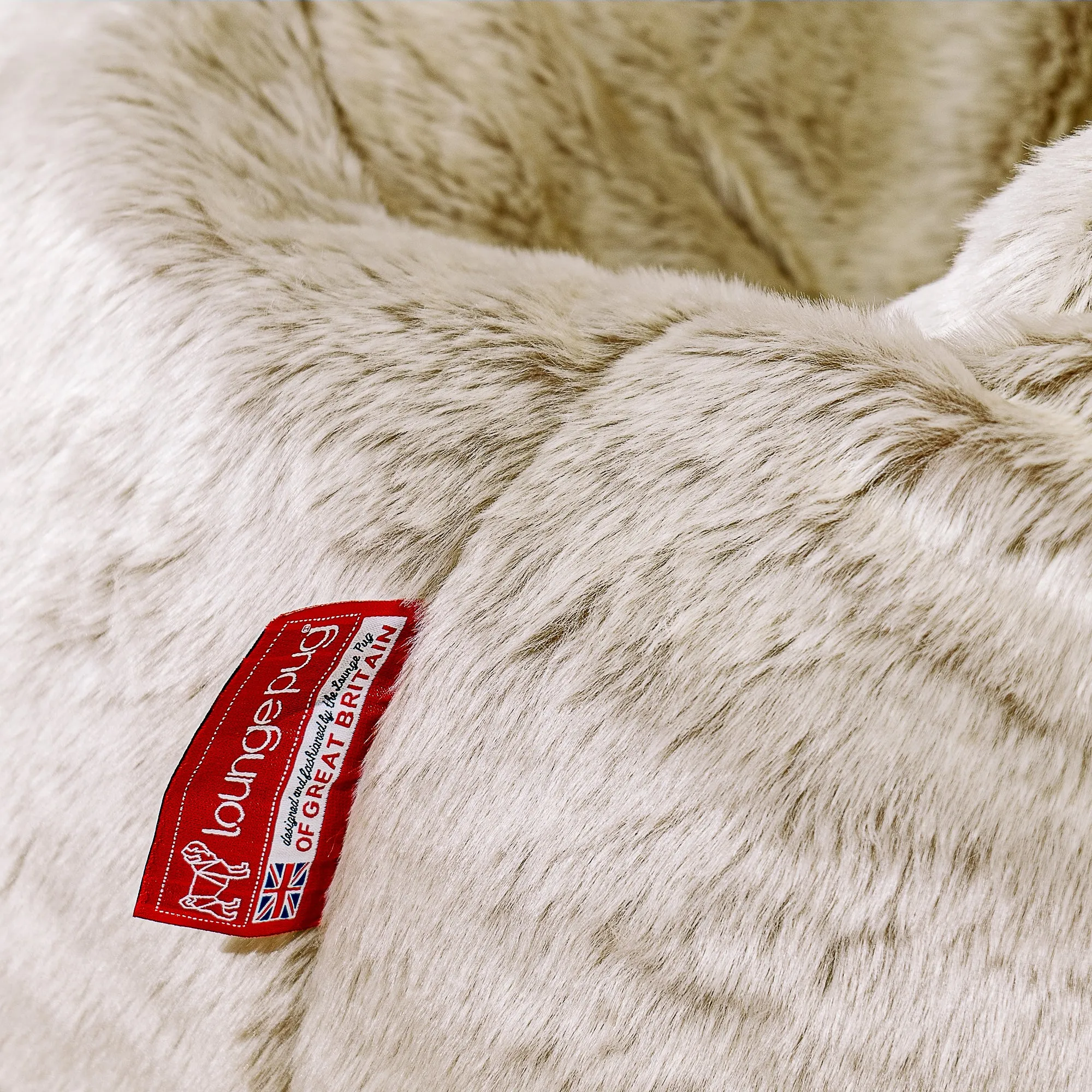 CloudSac Kids Memory Foam Giant Children's Bean Bag 2-12 yr - Fluffy Faux Fur Rabbit Golden Brown