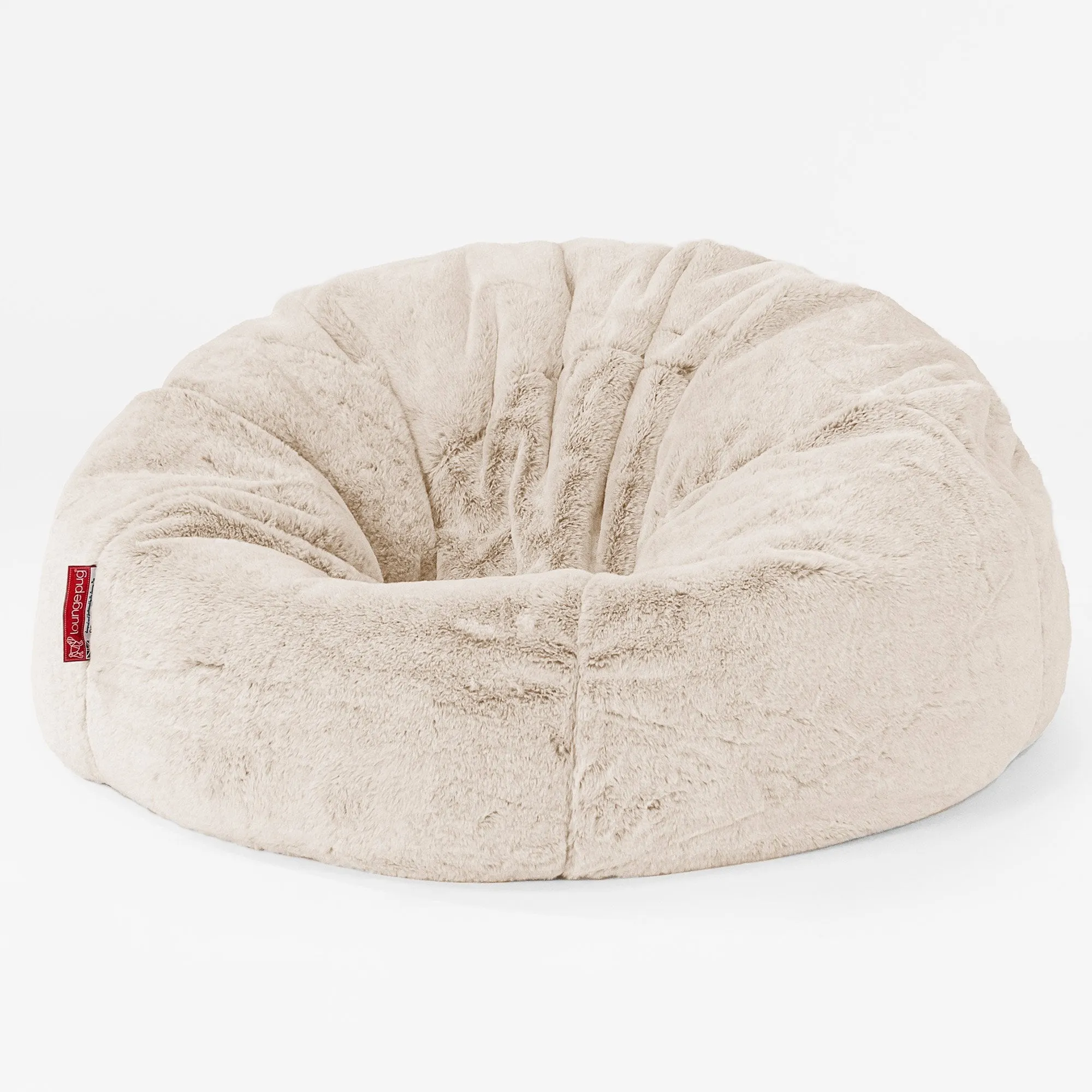 CloudSac Kids Memory Foam Giant Children's Bean Bag 2-12 yr - Fluffy Faux Fur Rabbit White