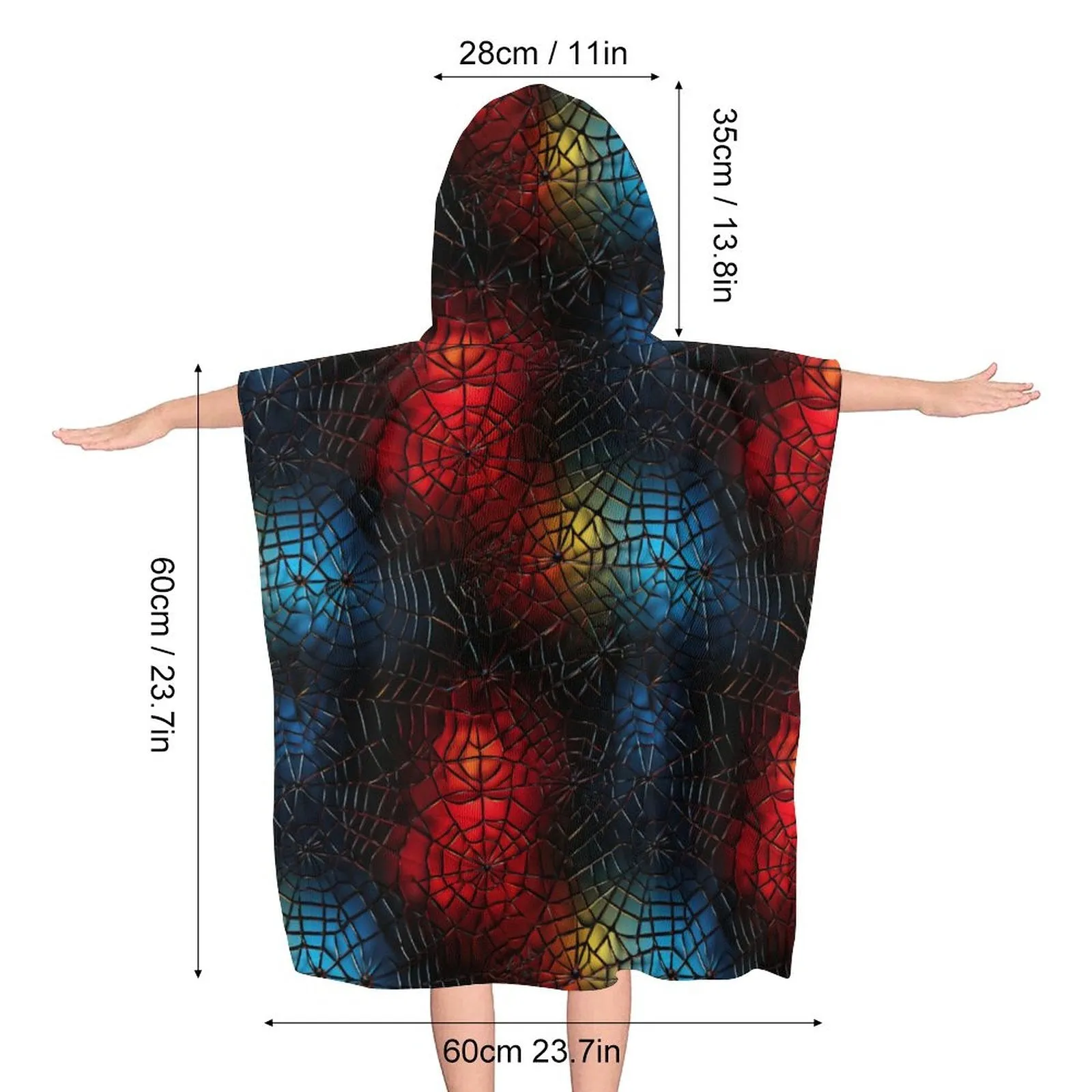 Colored Spider Webs, Hooded Terry Cloth Pullover Towel for Kids, Children