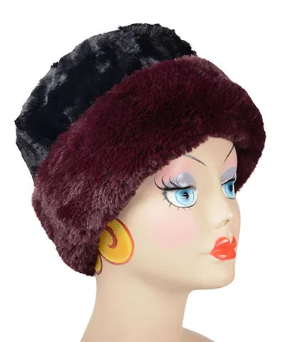 Cuffed Pillbox Hat in Royal Opulence Faux Furs