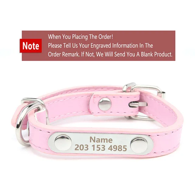 Custom Collar Anti-lost PU Leather Personalized