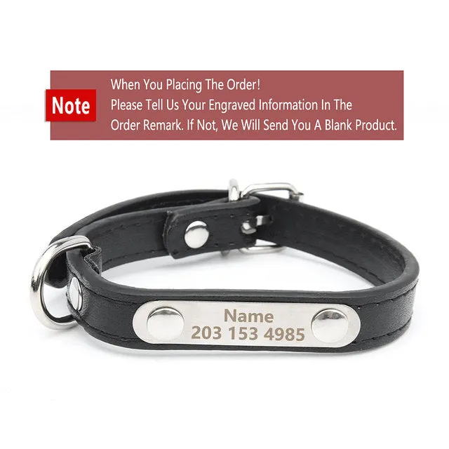 Custom Collar Anti-lost PU Leather Personalized