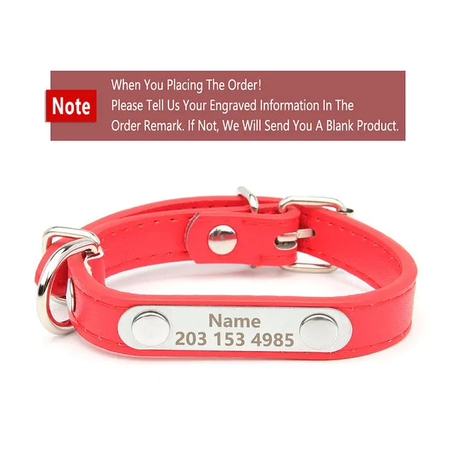 Custom Collar Anti-lost PU Leather Personalized