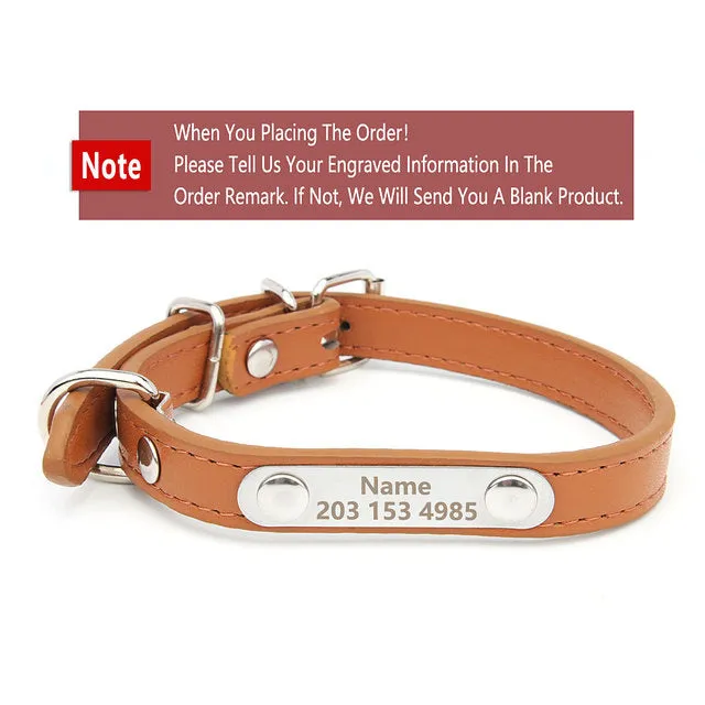 Custom Collar Anti-lost PU Leather Personalized