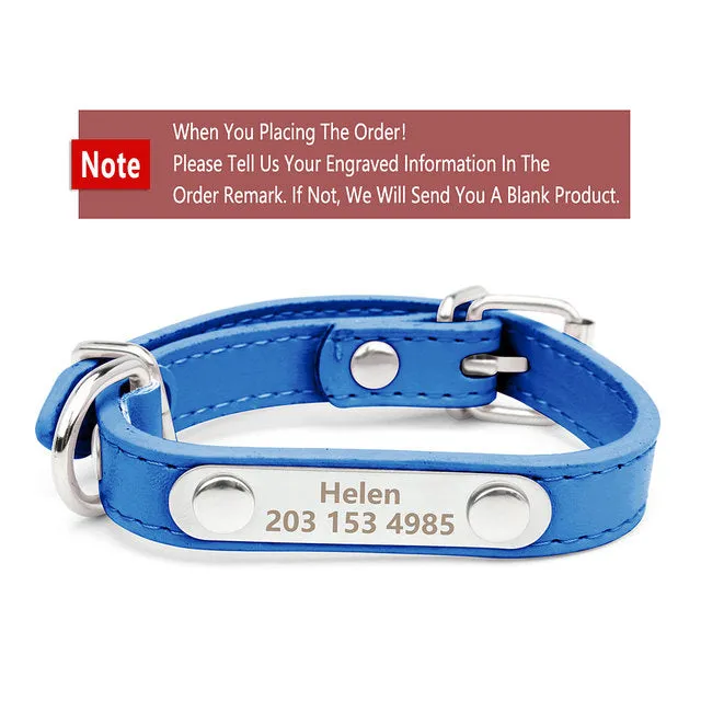 Custom Collar Anti-lost PU Leather Personalized