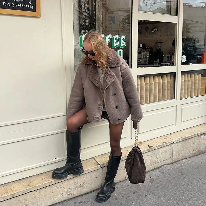 Dark Cream Shay Shay Shearling bomber jacket