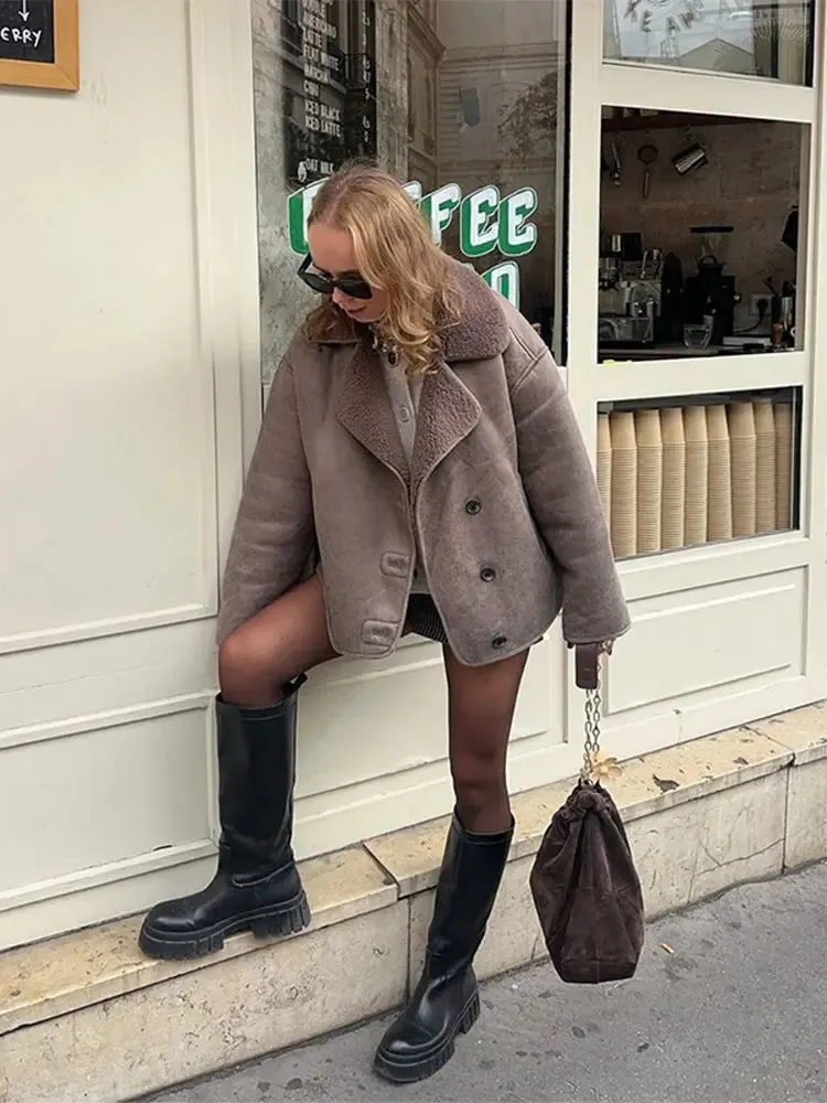 Dark Cream Shay Shay Shearling bomber jacket