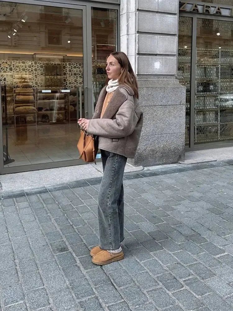 Dark Cream Shay Shay Shearling bomber jacket