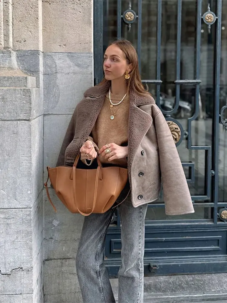 Dark Cream Shay Shay Shearling bomber jacket
