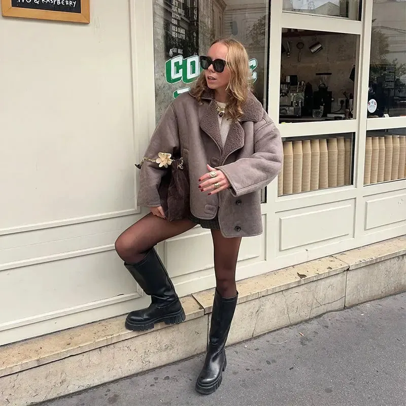 Dark Cream Shay Shay Shearling bomber jacket