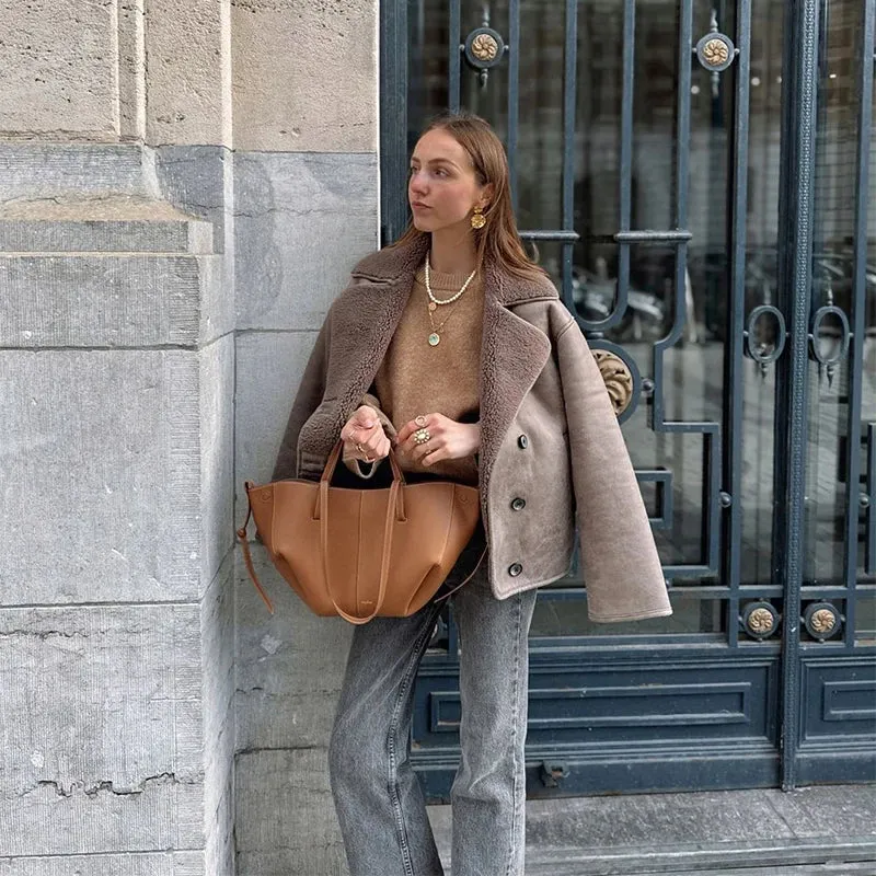 Dark Cream Shay Shay Shearling bomber jacket