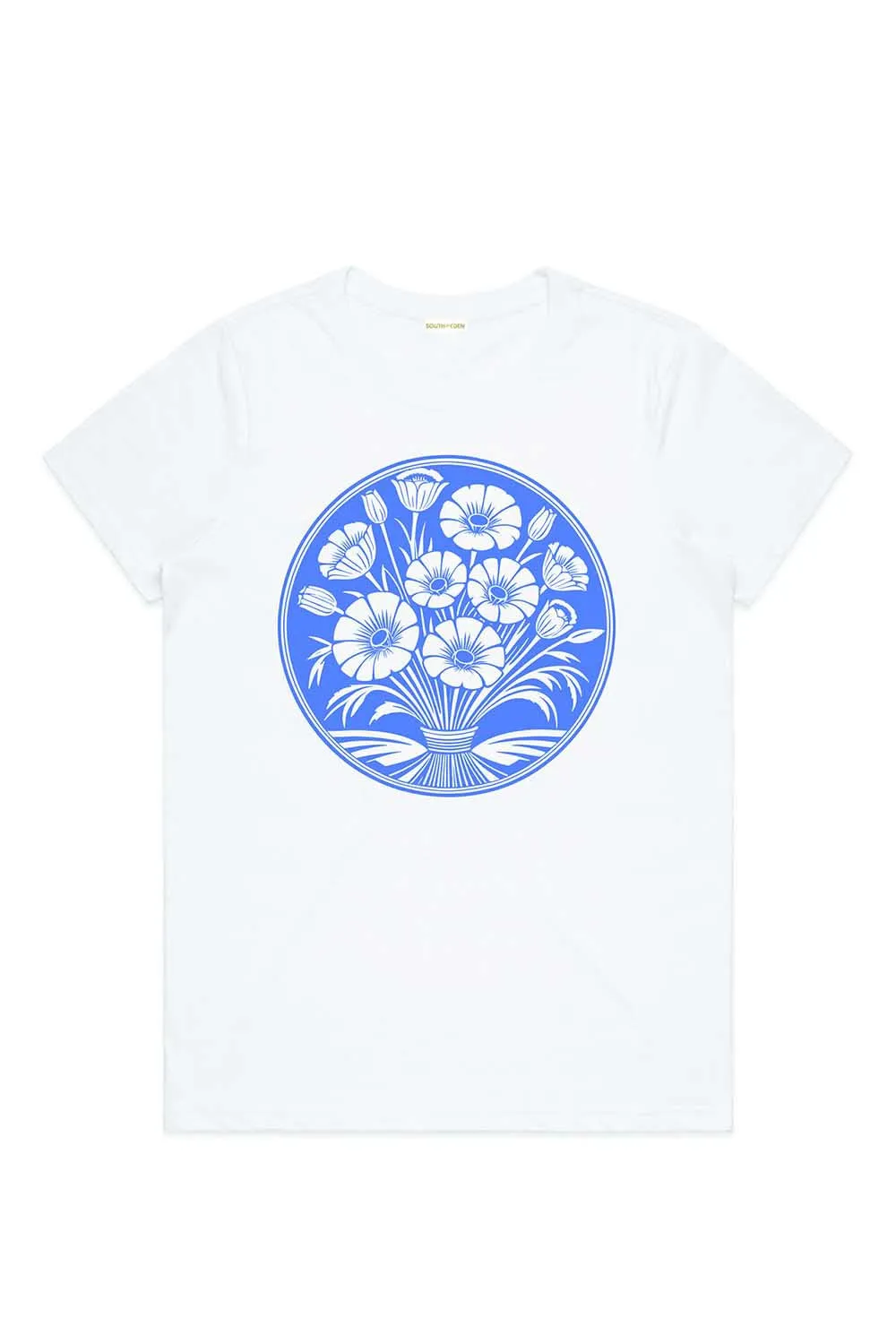 Deco Flowers Tee - Porcelain Blue