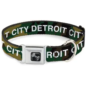 Detroit City Seatbelt Dog Collar - Camo Olive/White