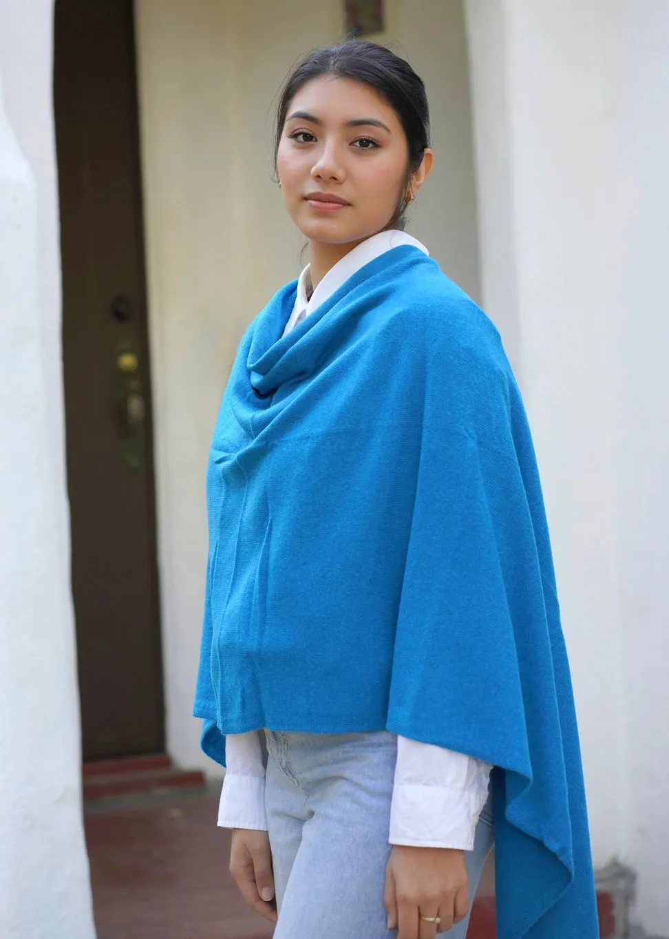 Dolma Cashmere Poncho - TEAL