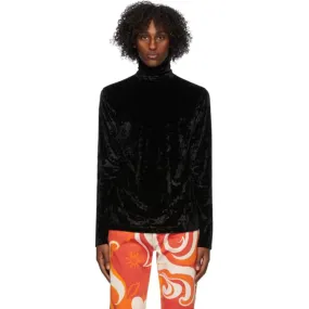 Dries Van Noten Black Velvet Turtleneck