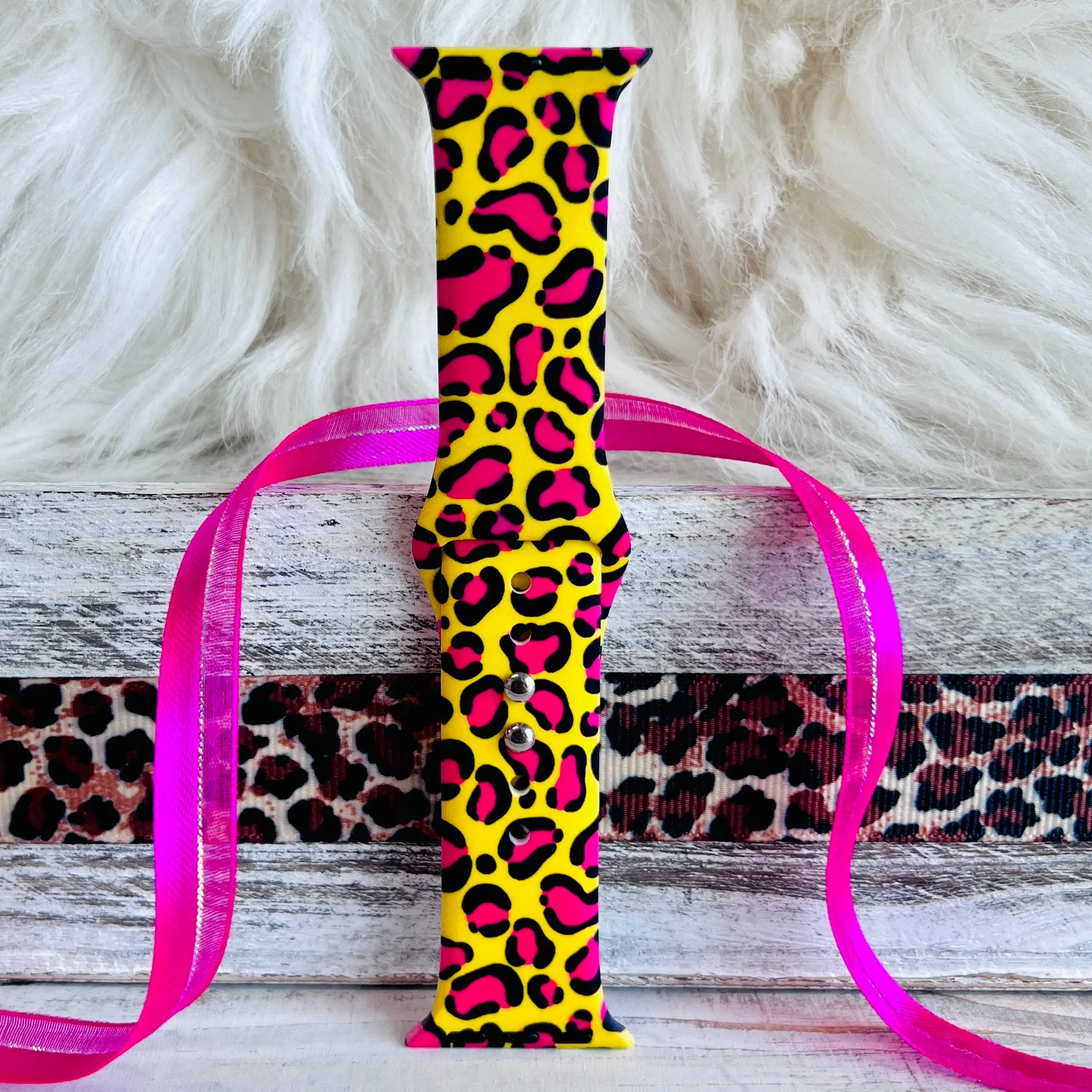 Electric Leopard Print Silicone Band For Apple Watch