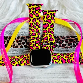 Electric Leopard Print Silicone Band For Apple Watch
