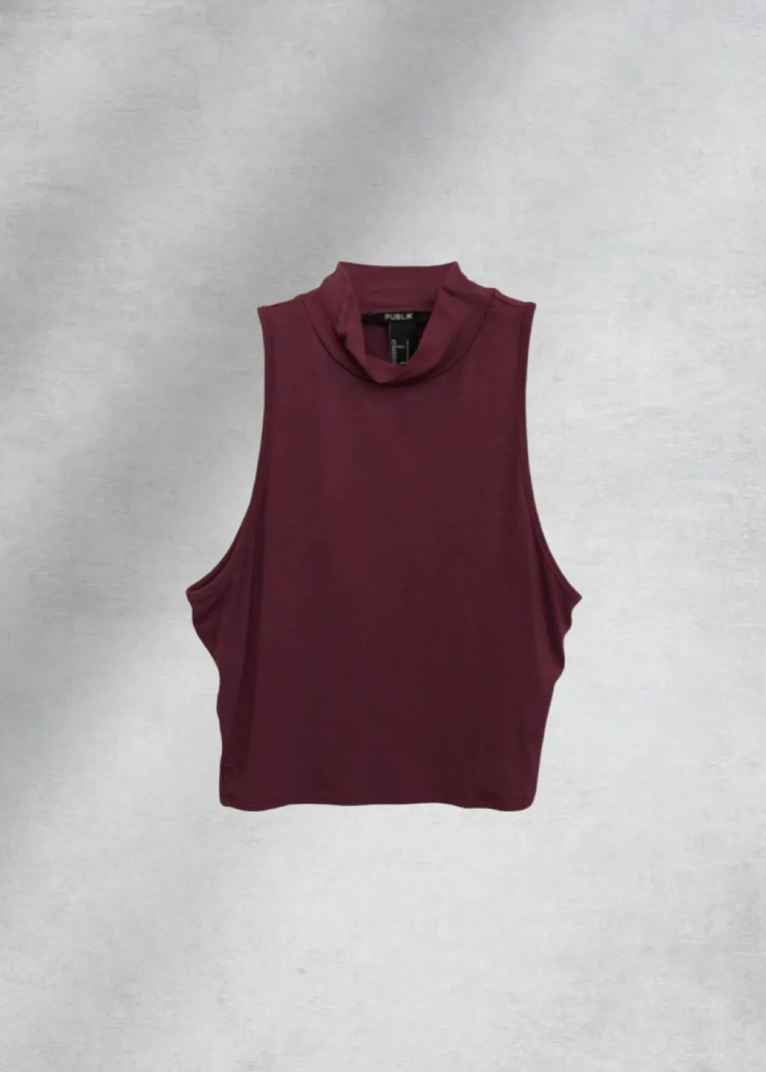 Emaan Sleeveless Mock Neck Top - Burgundy