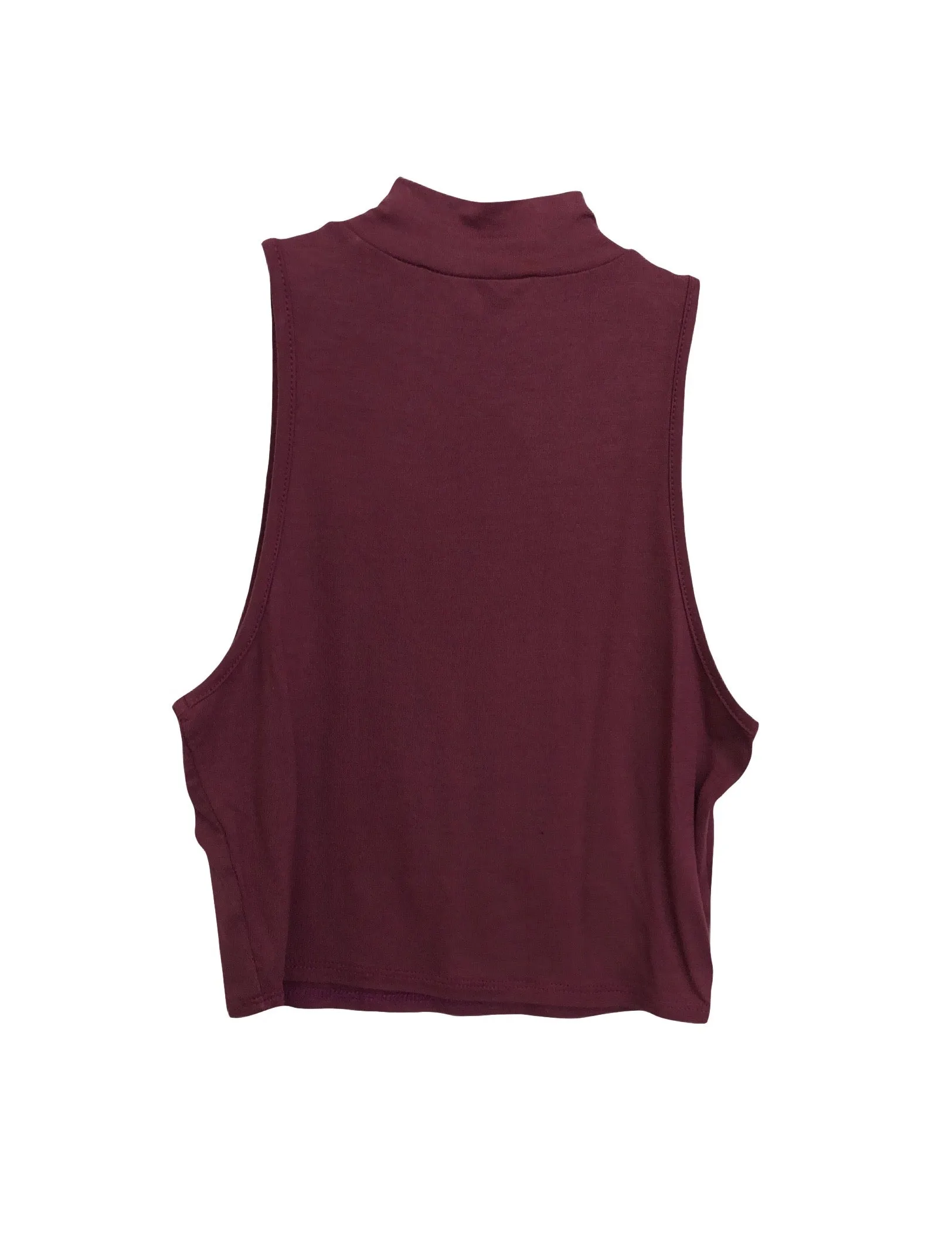 Emaan Sleeveless Mock Neck Top - Burgundy