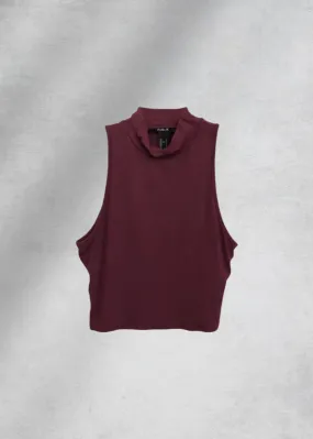 Emaan Sleeveless Mock Neck Top - Burgundy