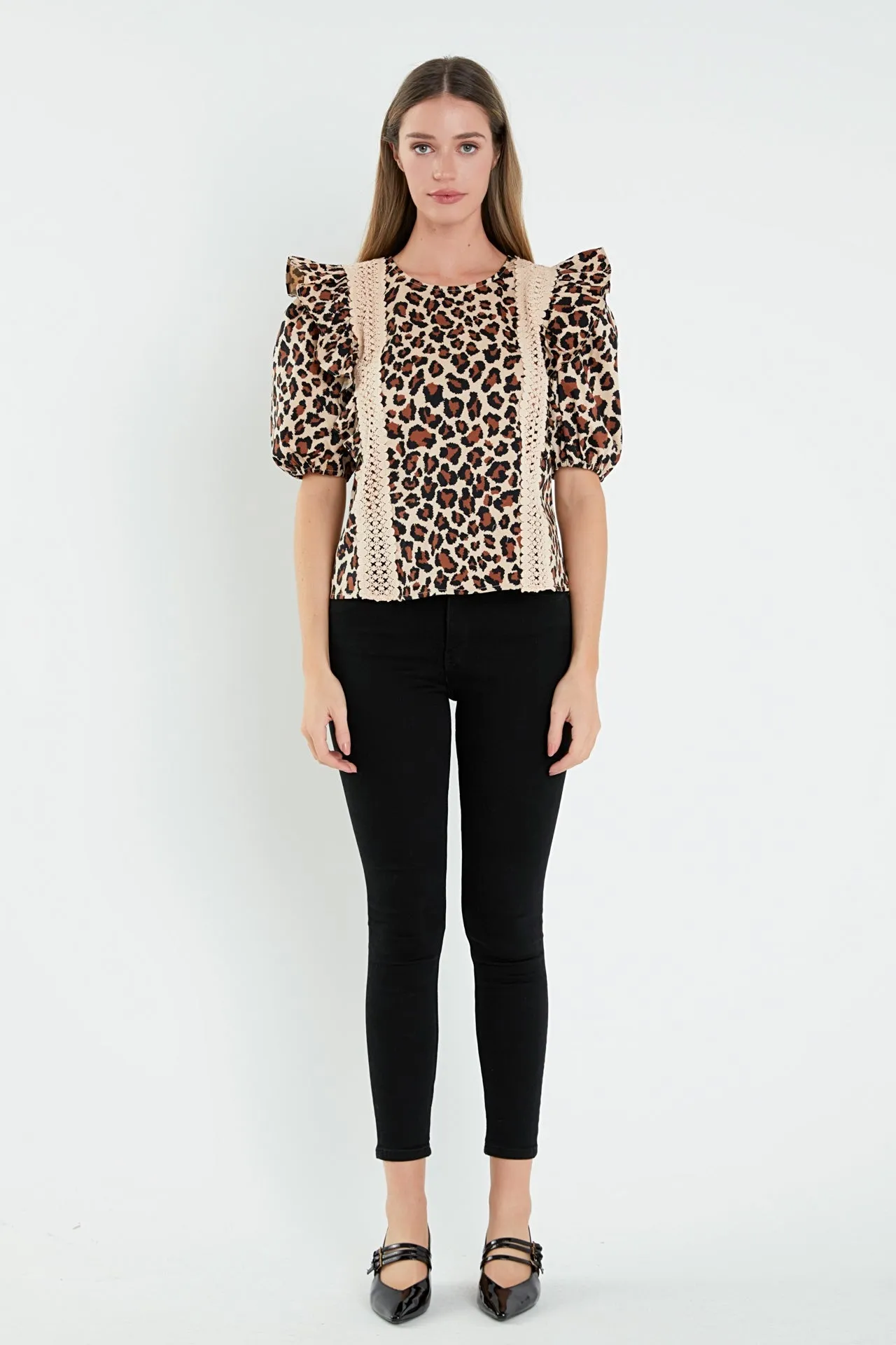 English Factory - Leopard Lace Inserted Top