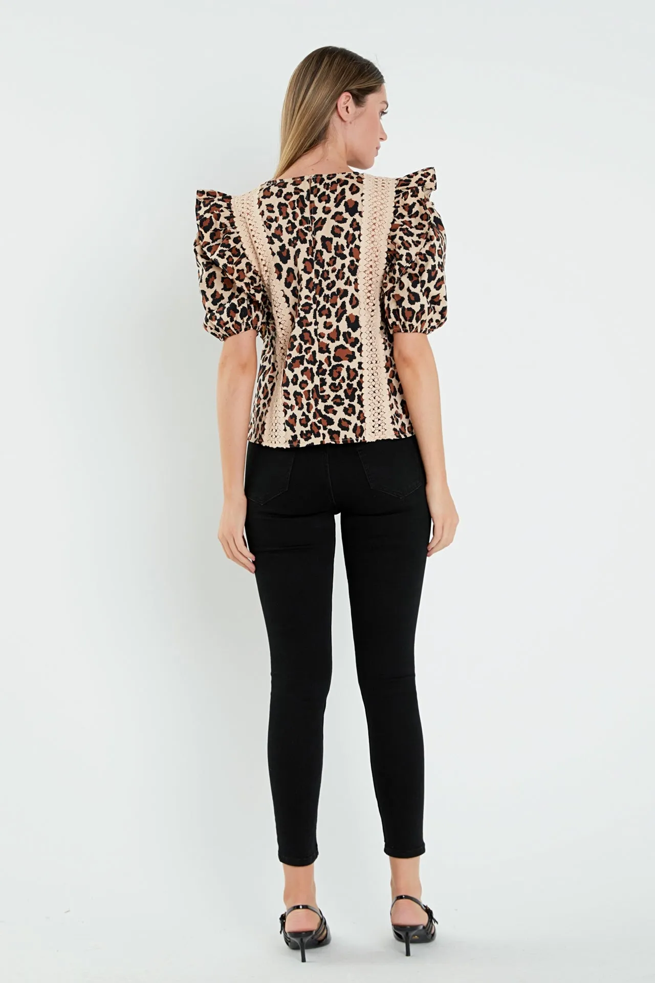 English Factory - Leopard Lace Inserted Top