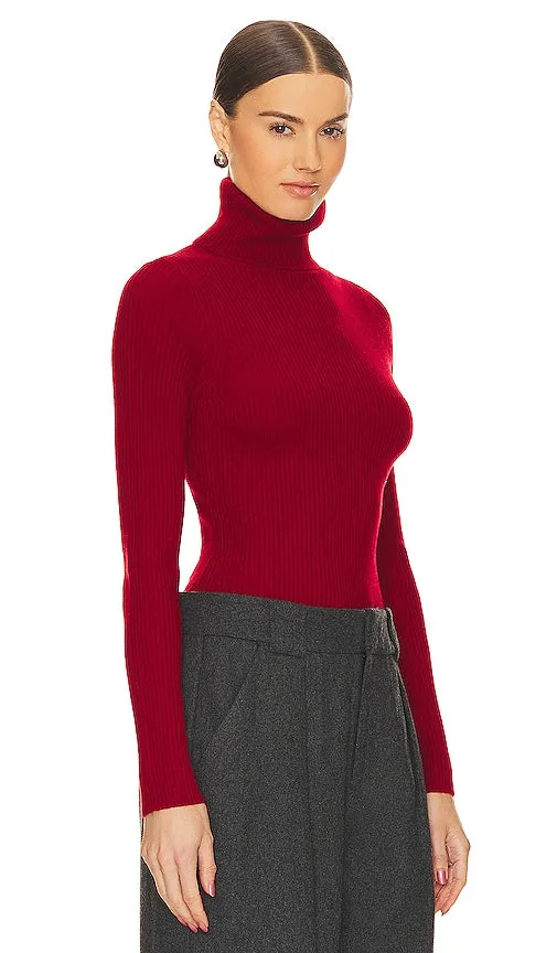 Enza Costa Rib Turtleneck Sweater in Red
