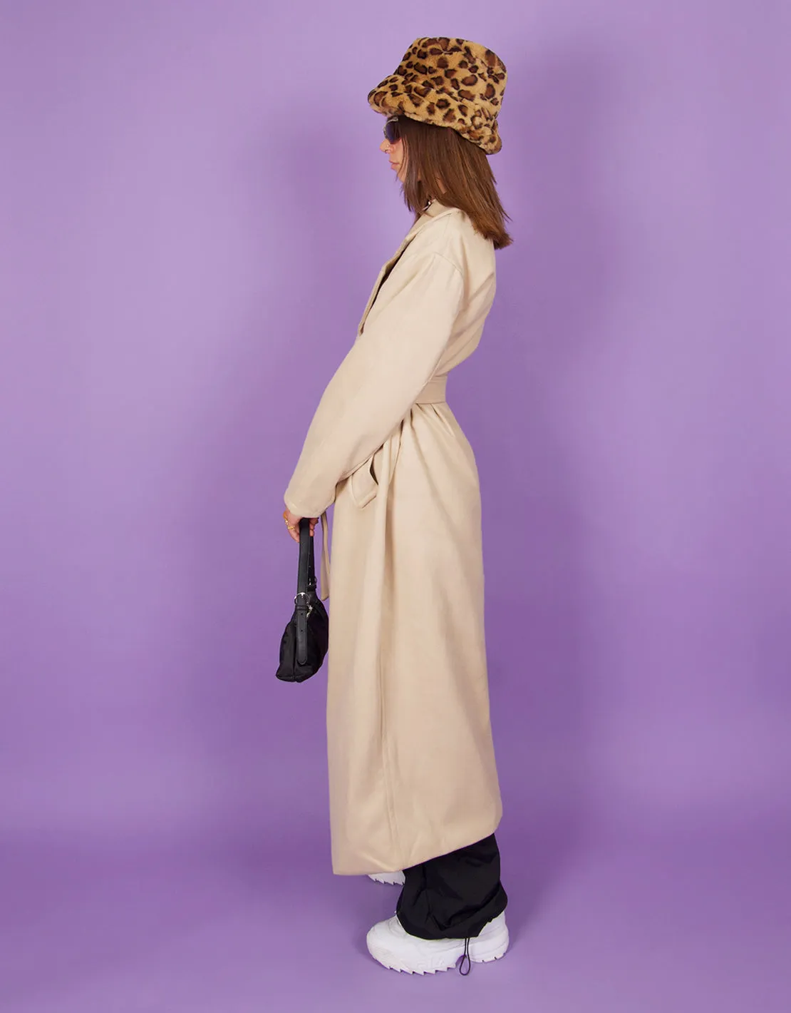 Faux fur leopard print bucket hat