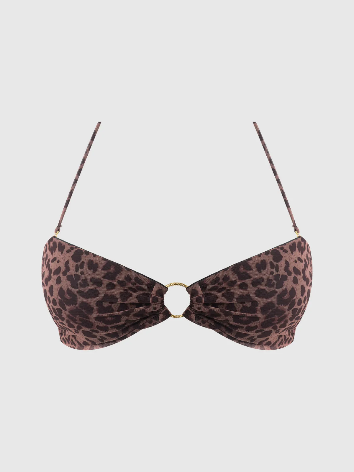 Frederick's Of Hollywood Alanza Leopard Mesh Bandeau Swim Top