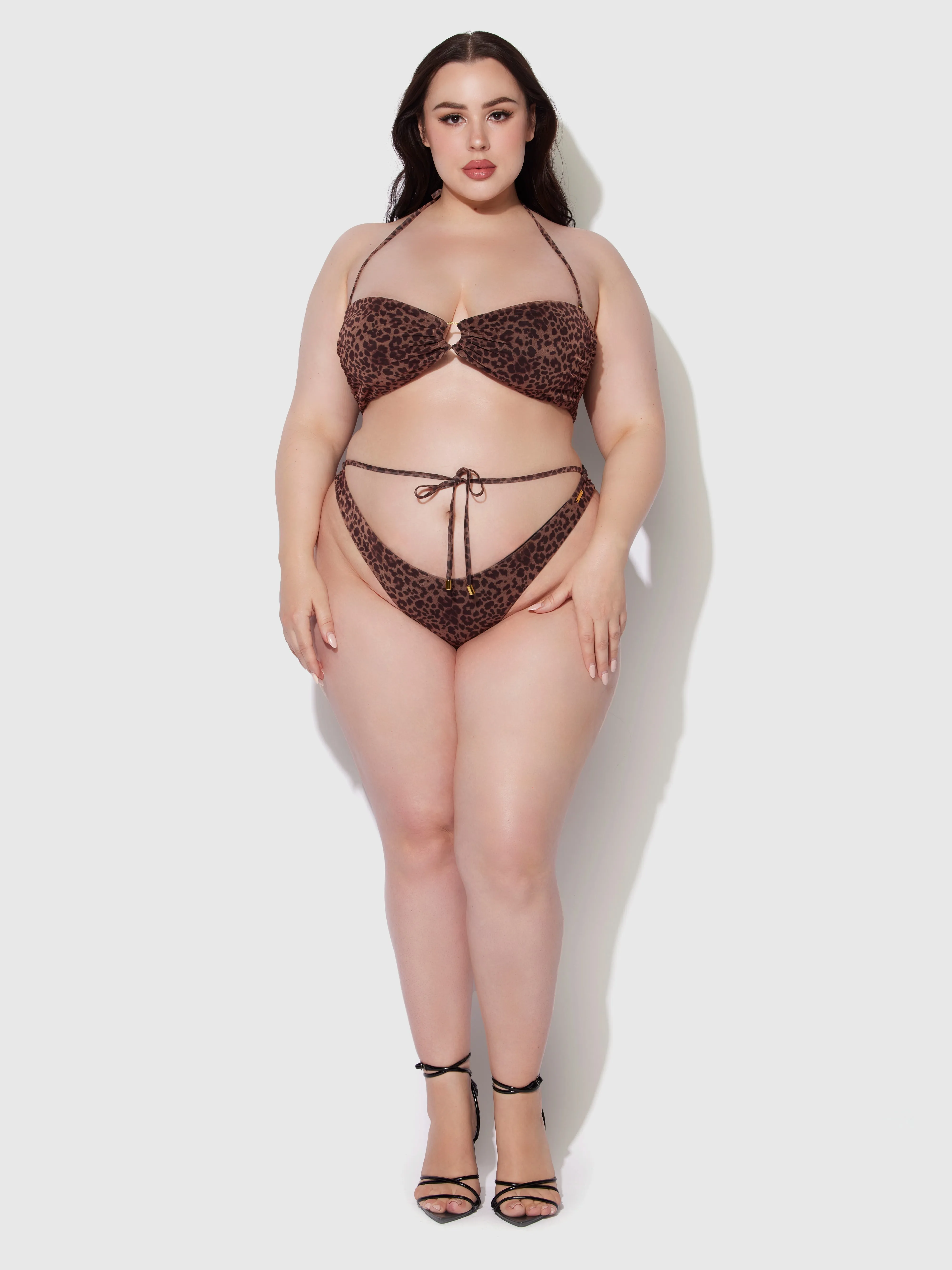 Frederick's Of Hollywood Alanza Leopard Mesh Bandeau Swim Top