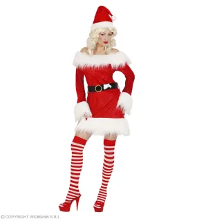 Fur Trim Velvet Santas Helper Costume