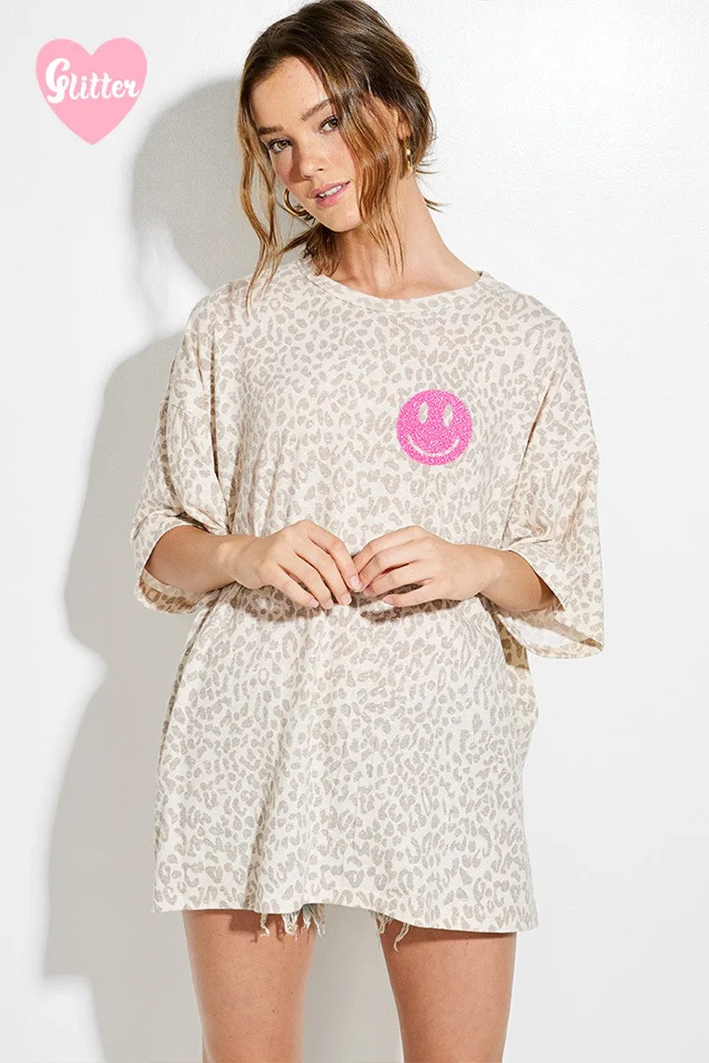 Gabriana Glitter Leopard Top