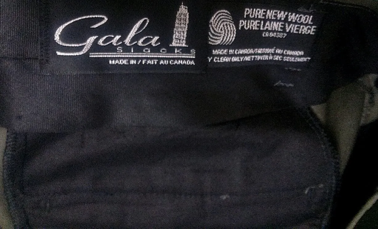 Gala Slacks of Canada- Dark Green Wool Dress Trousers- size 36x30