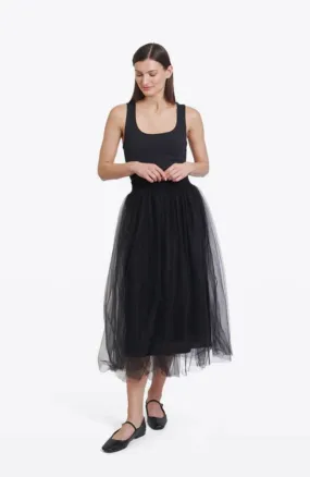 Gathered Skirt with Tulle in Black