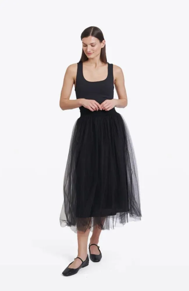 Gathered Skirt with Tulle in Black